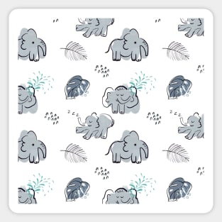 Cute baby pattern with elephants and plants Sticker